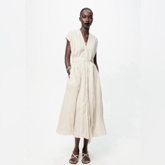 Zara ZW collection belted wrinkled dress. New without tag. - Picture 3 of 6